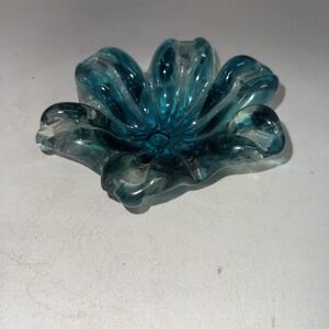 Viking Six Petal Blue Candy Dish Bowl Flower Shaped 1970's VTG MCM  Hand